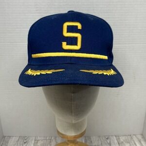 Vintage Seattle SuperSonics Alaska Airlines Snapback Hat Blue Scrambled Eggs‎ S